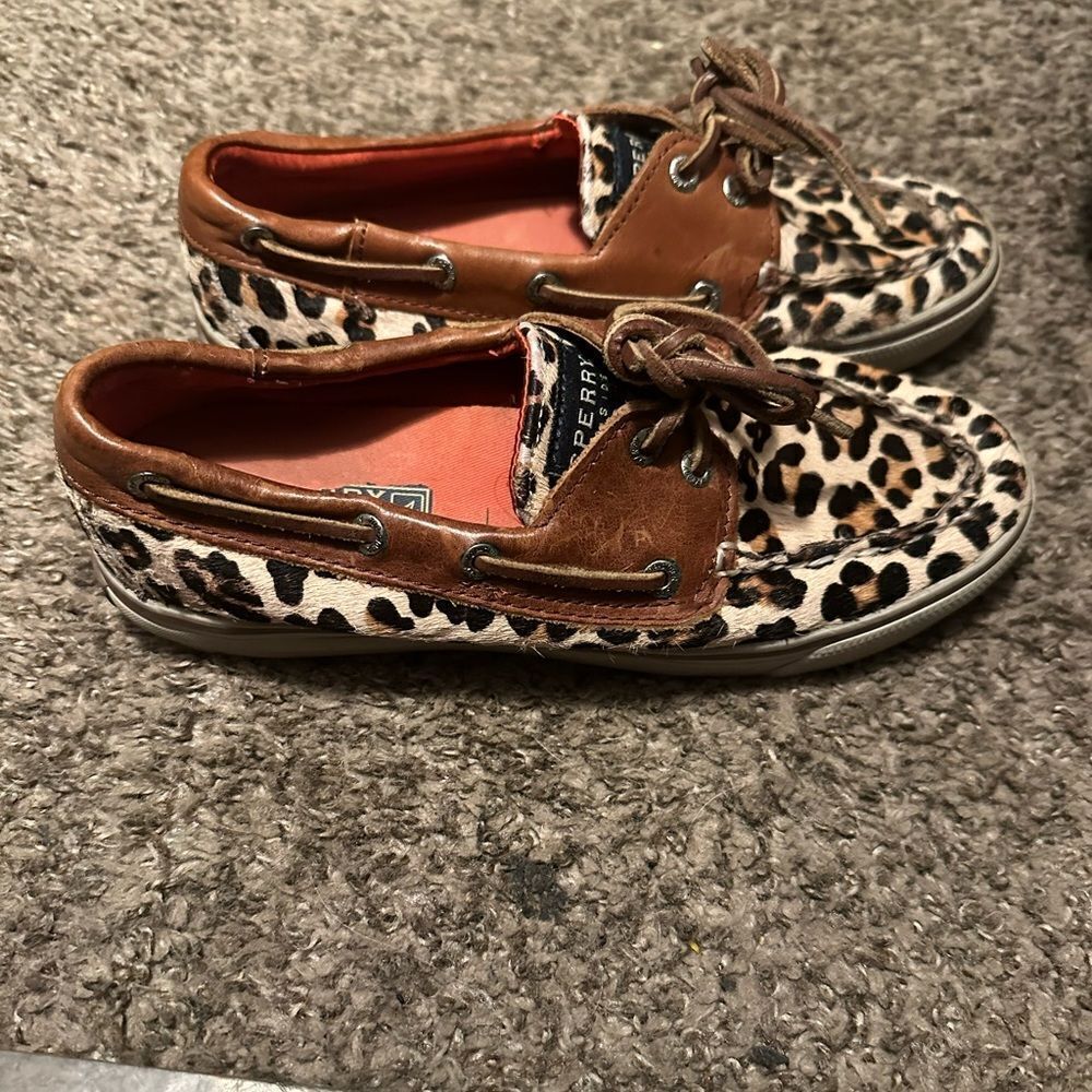 Sperry Top-Sider 9445537 Bahama Leopard Cowhide Hair Moc Boat Loafers Womens 6
